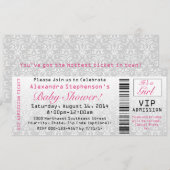 Baby shower ticket uitnodigingen, meisje kaart (Voorkant / Achterkant)