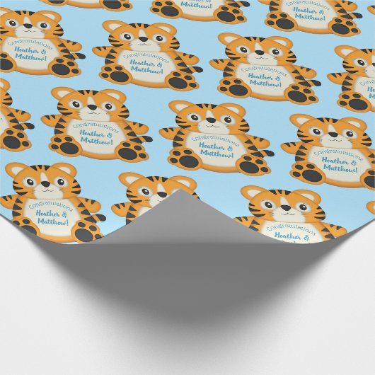Baby shower Tiger Cadeaupapier (Hoek)