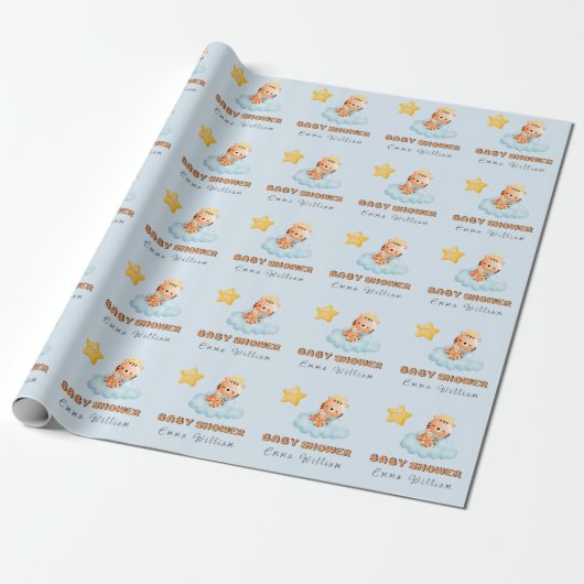 BABY SHOWER TIGER STAR CADEAUPAPIER (Uitgerold)