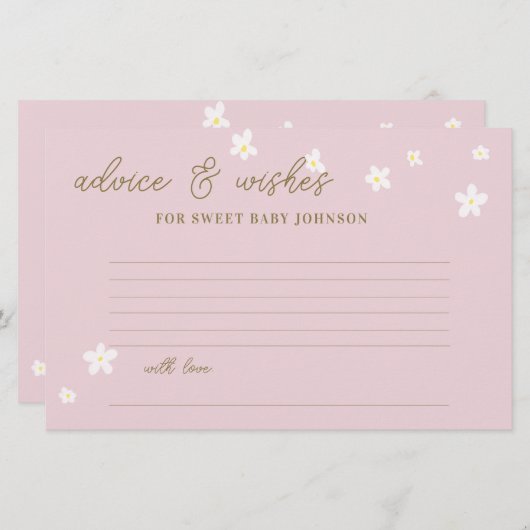 Baby shower Tijd Capsule Kaarten Daisies Pastel Ro (Voorkant / Achterkant)