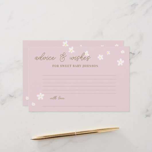 Baby shower Tijd Capsule Kaarten Daisies Pastel Ro (Voorkant / Achterkant in situ)