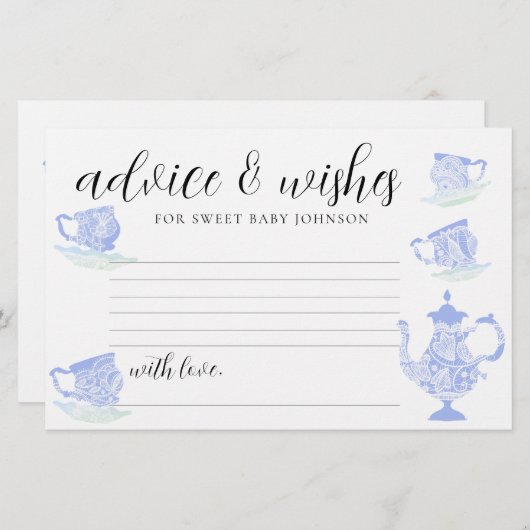 Baby shower Tijd Capsule Kaarten Thee China Kant G (Voorkant / Achterkant)