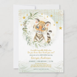 Baby shower tijger Cub Greenery Moon Twinkle Stars Kaart