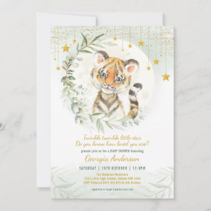 Baby shower tijger Cub Greenery Moon Twinkle Stars Kaart
