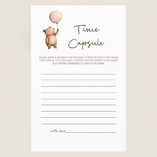 Baby Shower Time Capsule Game Cute Bear Design Flyer