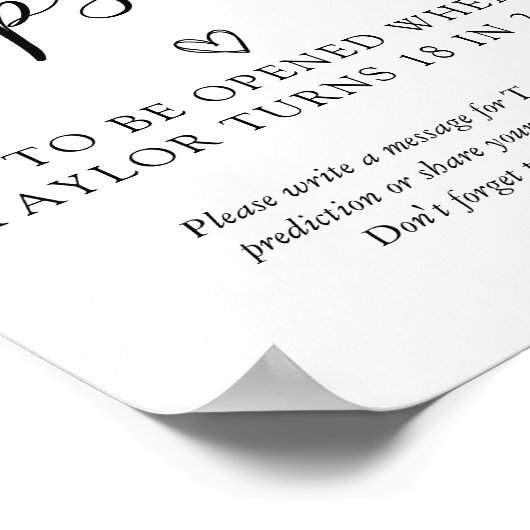 Baby shower Time Capsule Sign Poster (Hoek)