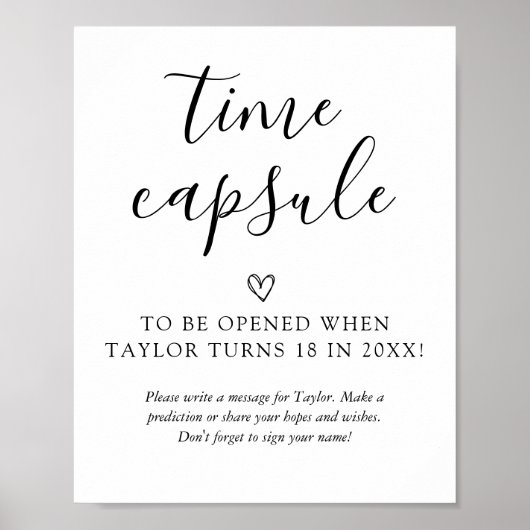 Baby shower Time Capsule Sign Poster (Voorkant)