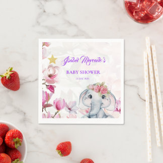 Baby Shower Towel with Floral Elephant Servet