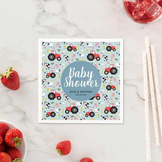 Baby shower Trappen Boerderij Dierentrekkerpatroon Servet (Insitu)