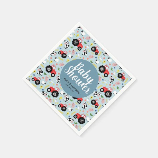 Baby shower Trappen Boerderij Dierentrekkerpatroon Servet (Hoek)