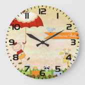 Baby Shower Trein met Dieren en Paraplu Grote Klok (Voorkant)