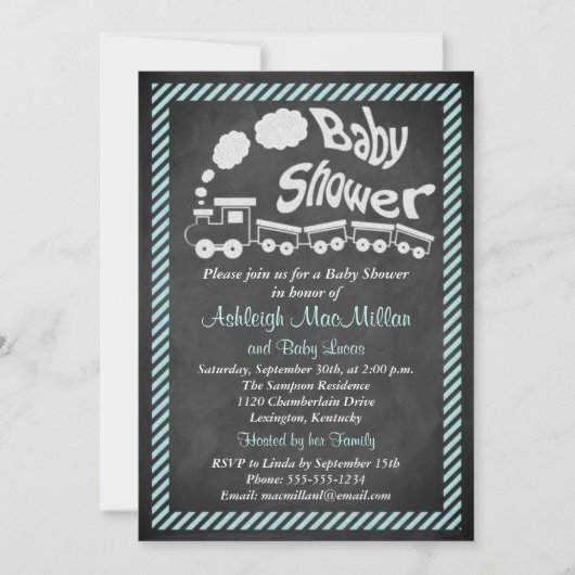 Baby shower-trein van het alkbord - uitnodiging - (Voorkant)