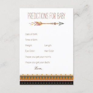 Baby shower Tribal Arrow Predictions Advice Cards Kaart