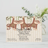 baby shower Triplet-apen Kaart (Staand voorkant)