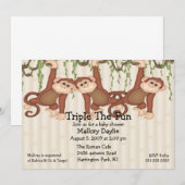 baby shower Triplet-apen Kaart (Voorkant / Achterkant)