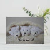 Baby shower triplet beren kaart (Staand voorkant)