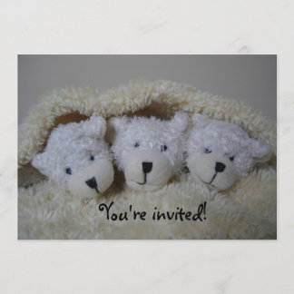 Baby shower triplet beren kaart