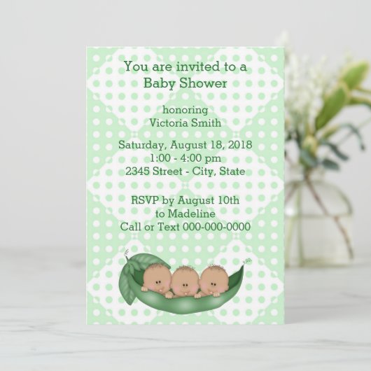 baby shower Triplets erwten in een peul Kaart (Staand voorkant)