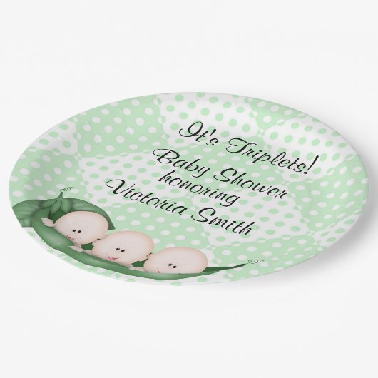 baby shower Triplets erwten in een peul Papieren Bordje (Gekanteld)