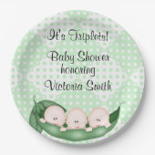 baby shower Triplets erwten in een peul Papieren Bordje (Voorkant)