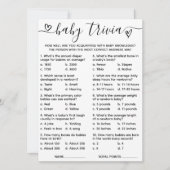 Baby shower Trivia Game Kaart (Voorkant)