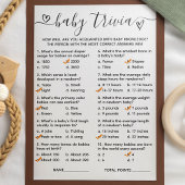Baby shower Trivia Game Kaart