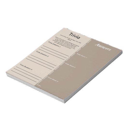 Baby Shower Trivia Party Game - Custom Questions Notitieblok (Linkerzijde)