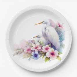 Baby shower Tropical Egret Bird Coastal Papieren Bordje