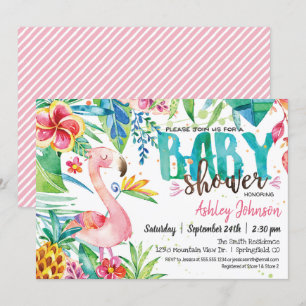 Baby shower Tropical Flamingo Kaart
