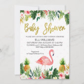 Baby shower Tropical Flamingo Kaart (Voorkant)