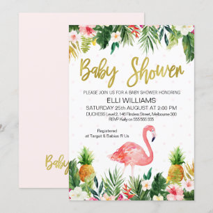 Baby shower Tropical Flamingo Kaart