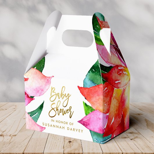 Baby Shower | Tropical Waterverf Flower Bedankt Bedankdoosjes
