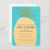 Baby shower Tropisch blauw ananas Kaart (Voorkant / Achterkant)