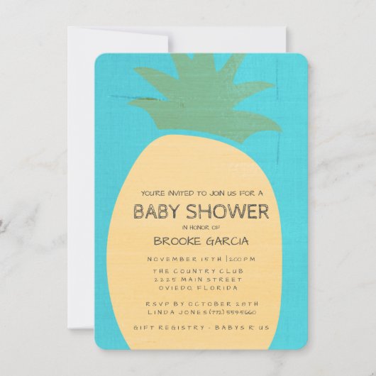 Baby shower Tropisch blauw ananas Kaart (Voorkant)