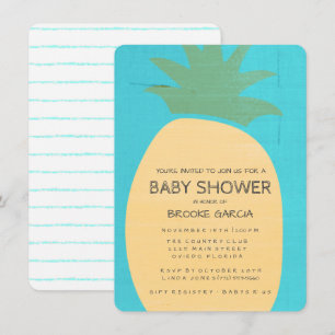 Baby shower Tropisch blauw ananas Kaart