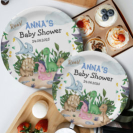 Baby shower Tropisch bos Dinosaurus Papieren Bordje