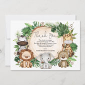 Baby shower Tropisch Oerwoud Safari Dieren Bedankkaart (Voorkant)