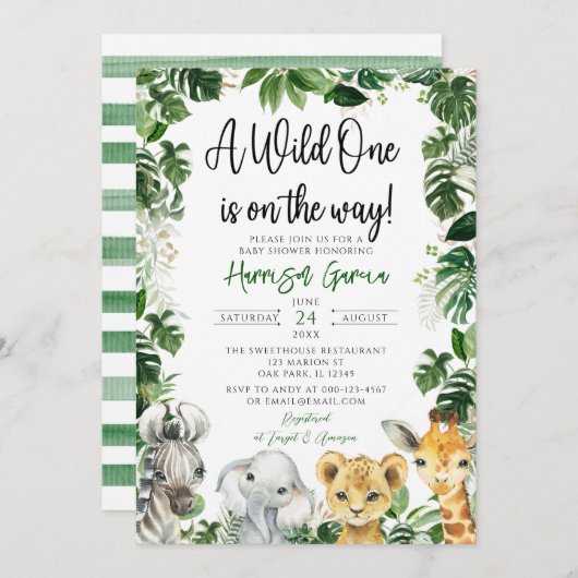 Baby shower Tropisch Oerwoud Safari Dieren Kaart (Voorkant / Achterkant)