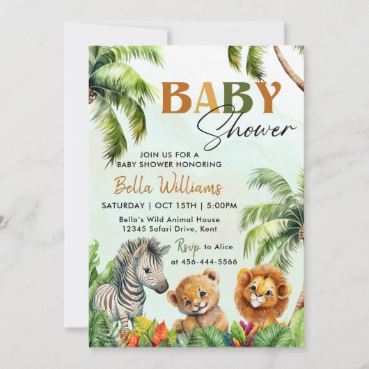 Baby shower Tropisch Oerwoud Safari Dieren Kaart (Voorkant)