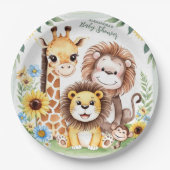 Baby shower Tropisch Oerwoud Safari Dieren Papieren Bordje (Voorkant)