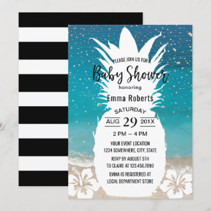 Baby shower tropische anananas en bloemkool kaart