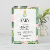 Baby shower Tropische Ananas Palm Invitation Kaart (Staand voorkant)