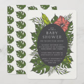 Baby shower tropische bloemen kaart (Voorkant / Achterkant)