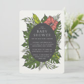 Baby shower tropische bloemen kaart (Staand voorkant)