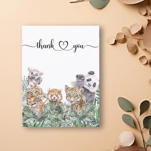Baby Shower Tropische Jungle Dieren Bedankt Briefkaart