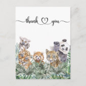 Baby Shower Tropische Jungle Dieren Bedankt Briefkaart (Voorkant)