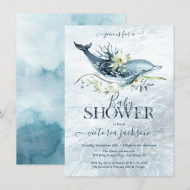 Baby shower tropische oceaan dolfijn kaart