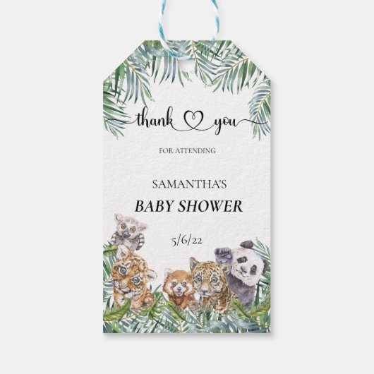 Baby shower Tropische Oerwouden Cadeaulabel (Achterkant)