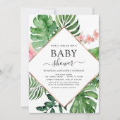 Baby shower Tropische Palm Waterverf Geometrisch Kaart (Voorkant)