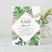 Baby shower Tropische Palm Waterverf Geometrisch Kaart (Staand voorkant)